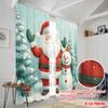 2pcs,2D plane printing Popular Curtain Panels Cute Santa Snowman Christmas Winter (3) 100% Polyester (without rod) Room Decor