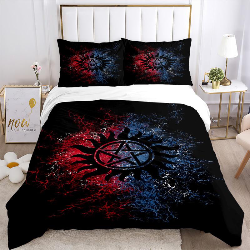 3-teiliges Übernatürliche Symbole Bettwäsche-Set - 1 Bettbezug + 2 Kissenbezüge, Ganzjahres-Schlafzimmer-Ausstattung, Perfekt für Zuhause079