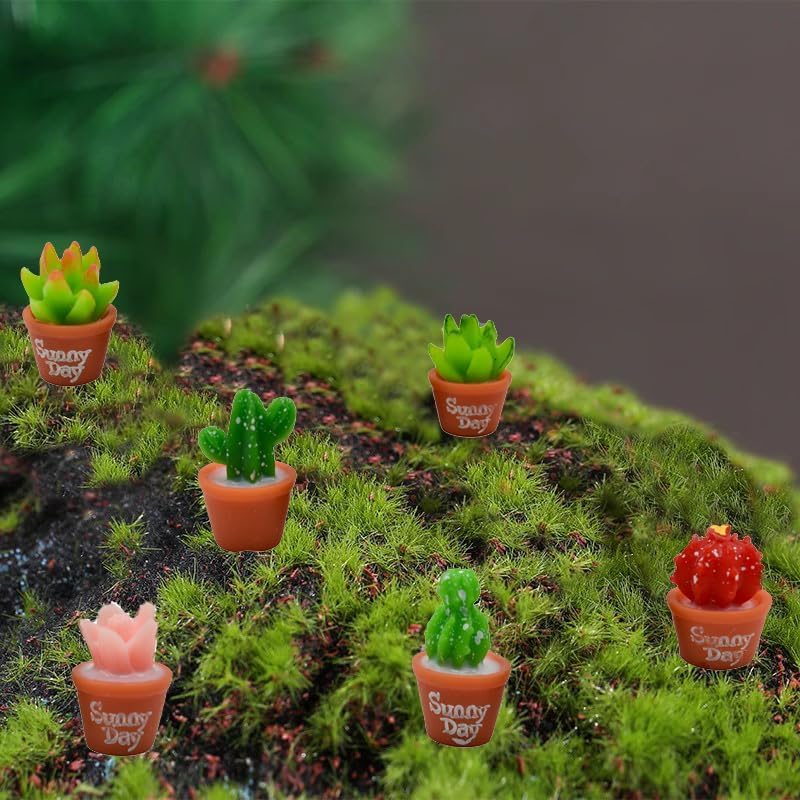 Pinenjoy 20 Pieces Miniature Cactus Plant Figurines, Cute Succulent Ornaments, Soothing Decor, Garden Accessories, Bonsai, Succulent Spheres,