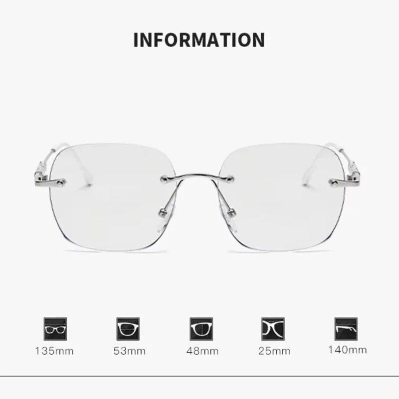 Women's Photochromic Sunglasses Rimless Prescription Glasses Graduated Optical Lenses Myopia Minus