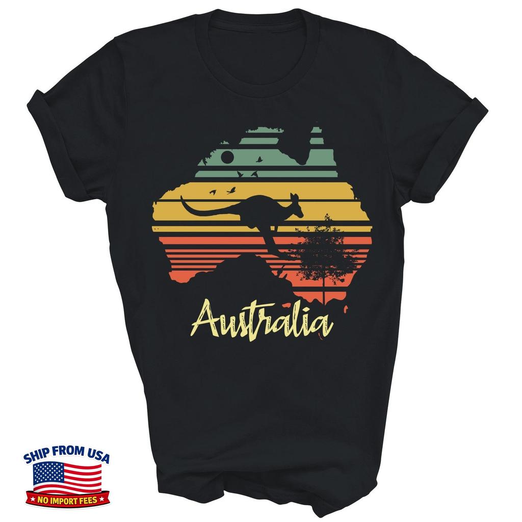 Vintage Land Map Australia Day Australian Kangaroo Shirt