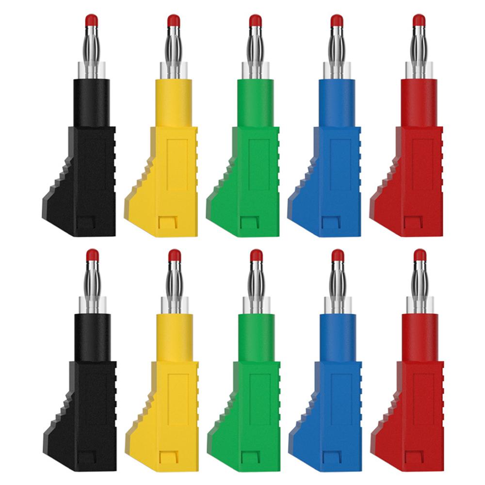 10PCS 4mm Banana Plug Copper Nickel Plating Safety Retractable Stackable Solder In Line DIY Assembly Test Leads Connectors Plug