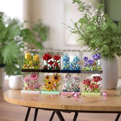 Mikro-Baustein Kunststoffpflanze Ewiger Blumenstrauß Kinder Puzzle Montage Spielzeug Praktische Fähigkeit Innendekoration Ornament