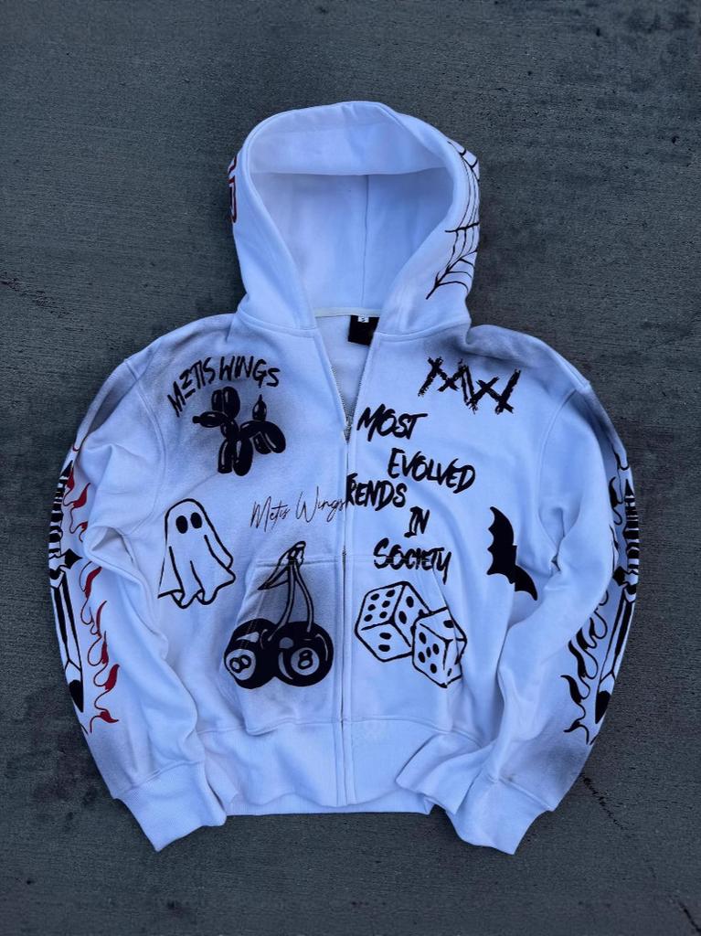 European and American personalized street trendy brand y2k couple hooded sweater American retro camouflage printed zipper jacket