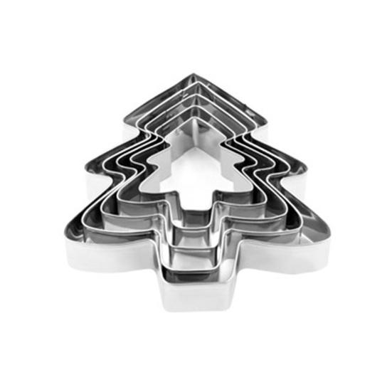 5Pcs Christmas Cookie Cutters Set Santa Tree Snowflake Gingerbread Men Snowman Shape Cookie Molds Reusable Baking Tool for Home Kitchen Bakery