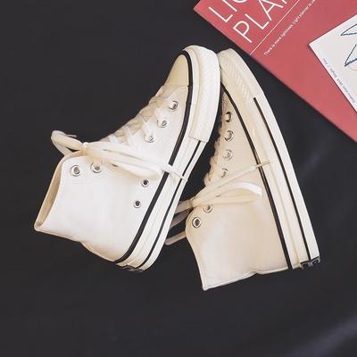 Witte en zwarte high-top canvas schoenen vrouwelijke student ulzzang klassieke gevulkaniseerde schoenen veelzijdige boardschoenen mode