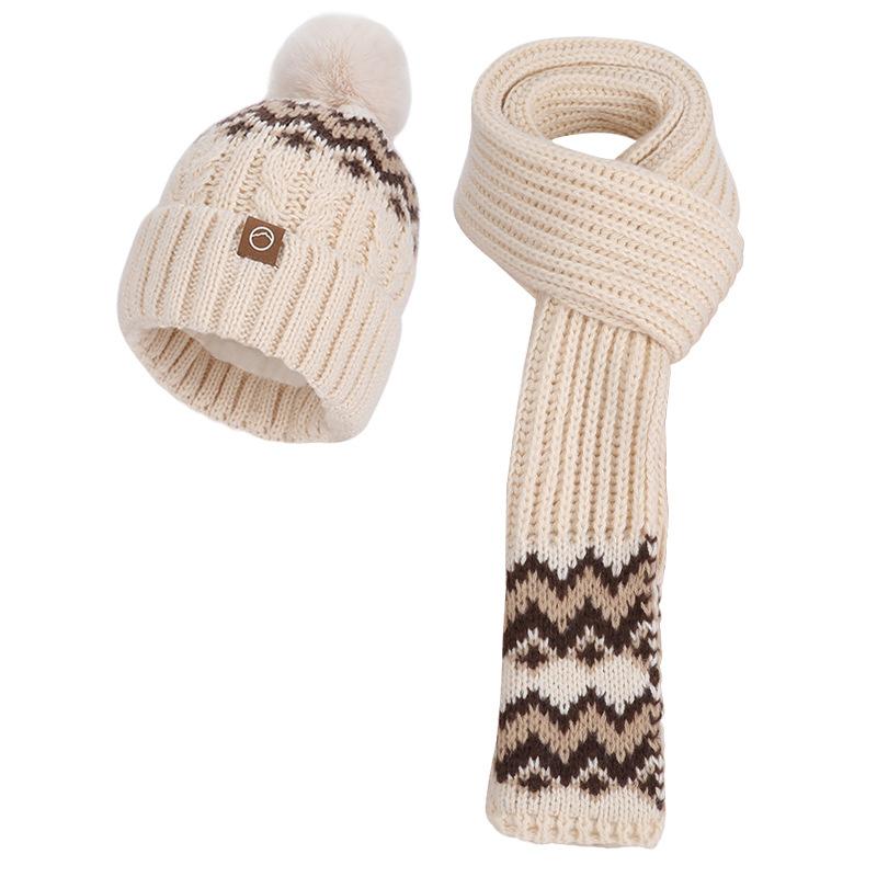 Winter knitted wool hat women's fashion hat scarf gloves three-piece set fleece cold-proof warm ear protector pullover hat