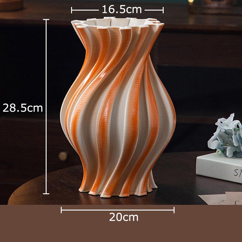 Wave Striped Ceramic Vase Creative Plant Pot Table Decoration Ornaments Flower Arrangement Floral Vases Room Aesthetic Decor