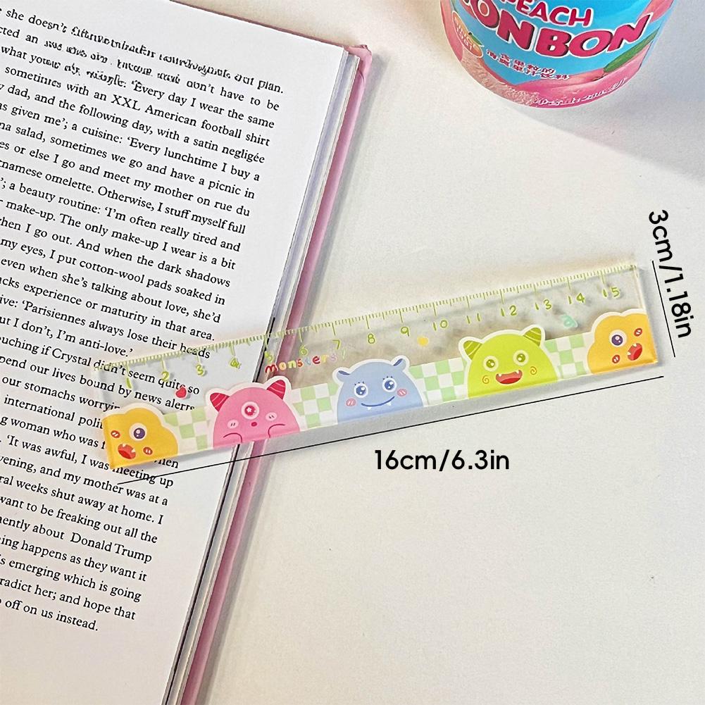 Trendy Ins Ruler Transparent Aesthetic Stationery Scale Creative Kawaii Study Desk Accessory Ruler Back To School Gift