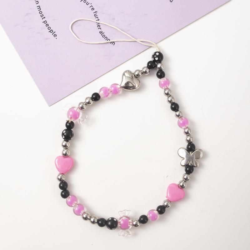 Stylish Anti-Fall Pearl Phone Chain: Short, Single Buckle Durable Wrist Strap with Heart Charm