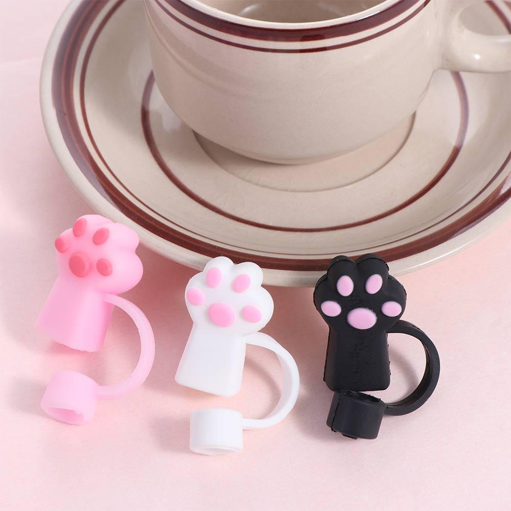 Dust-Proof Straw Topper Spill-Proof Straw Tip Cup Accessories Cat Paw Straw Cover Party