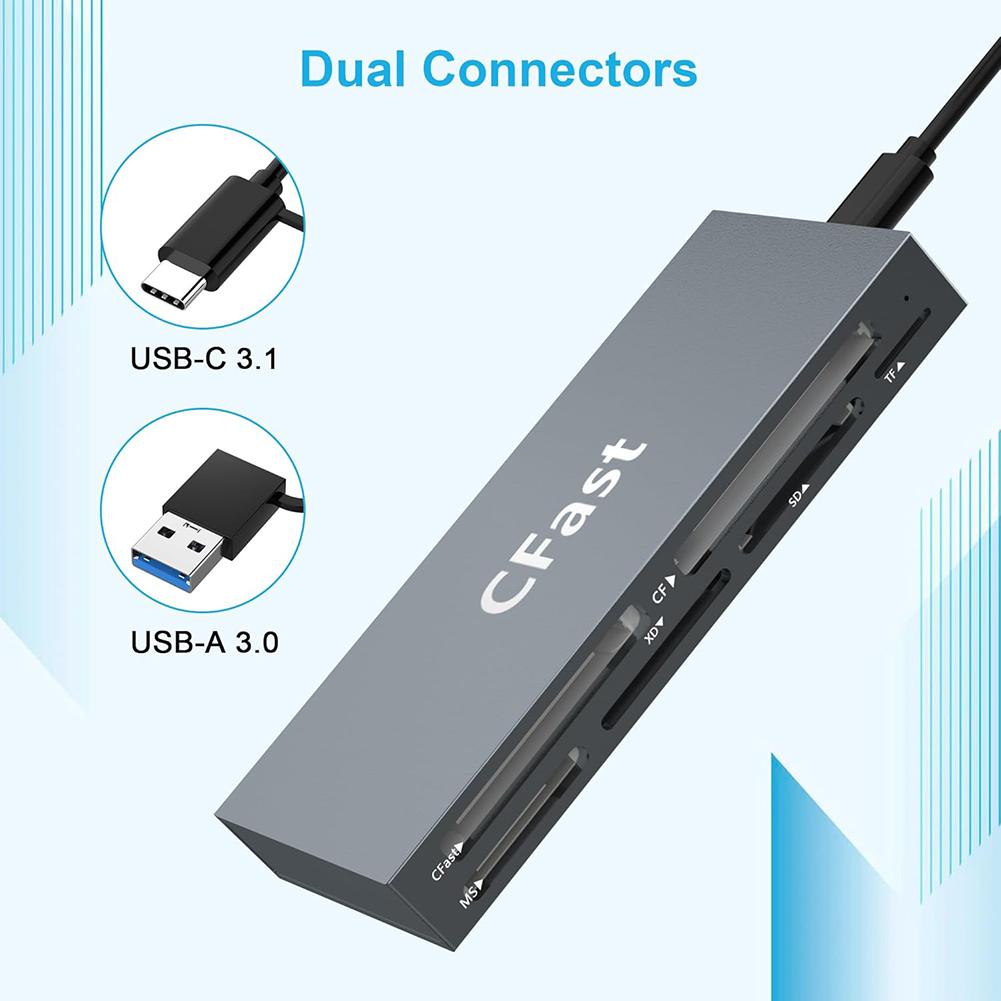 Устройство чтения карт CFast одновременно считывает 6 карт Memory Stick Pro Duo Adapter 5Gbps USB Card Reader для карт CFast/CF/MS/SD/TF/XD China Mainland