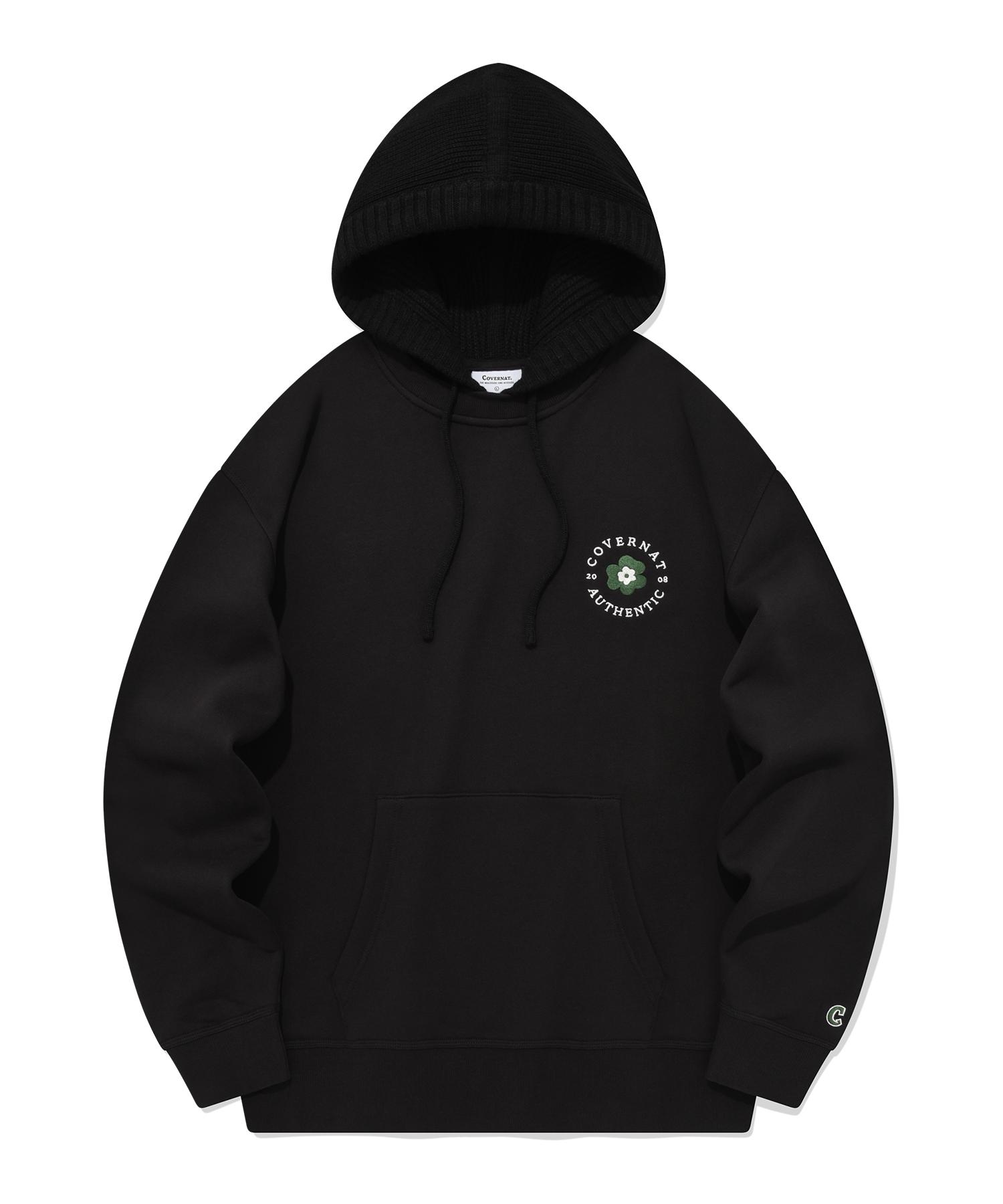 Covernat Oversized Knit Hoodie Sweatshirt Black Black/S