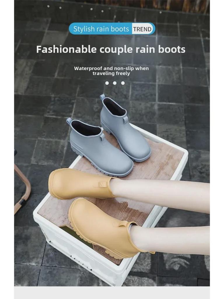 Men's & Women's Non-Slip, Waterproof Rain Boots - Fashionable, Warm, Velvet-Lined Rubber Shoes for Students and Outdoor Wear
