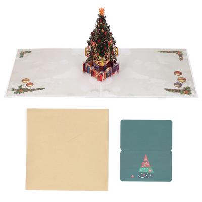 Cartão de Natal 3D, design requintado de árvore de Natal, cartão comemorativo 3D com envelope, papel para cartão comemorativo
