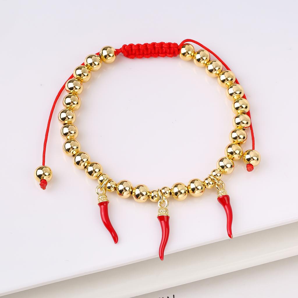 Hot Sale Cute Cherry Strawberry Pendant Copper Bead Chain Bracelet High Quality Crystal Zirconia Fruit Jewelry For Daily Wear