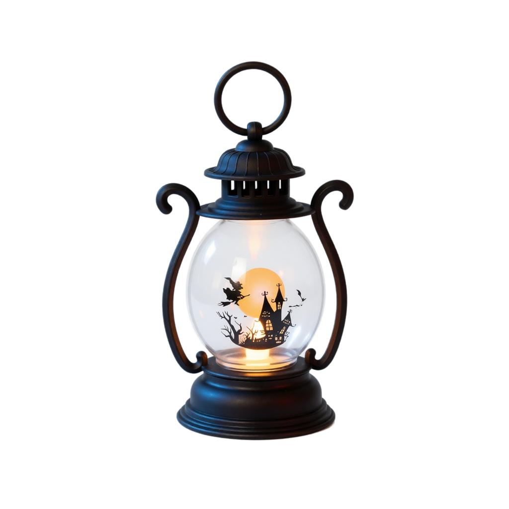 Vintage Oil for Halloween Decorations - Retro Antique Tabletop Lamp with Handle for Indoor Outdoor Use