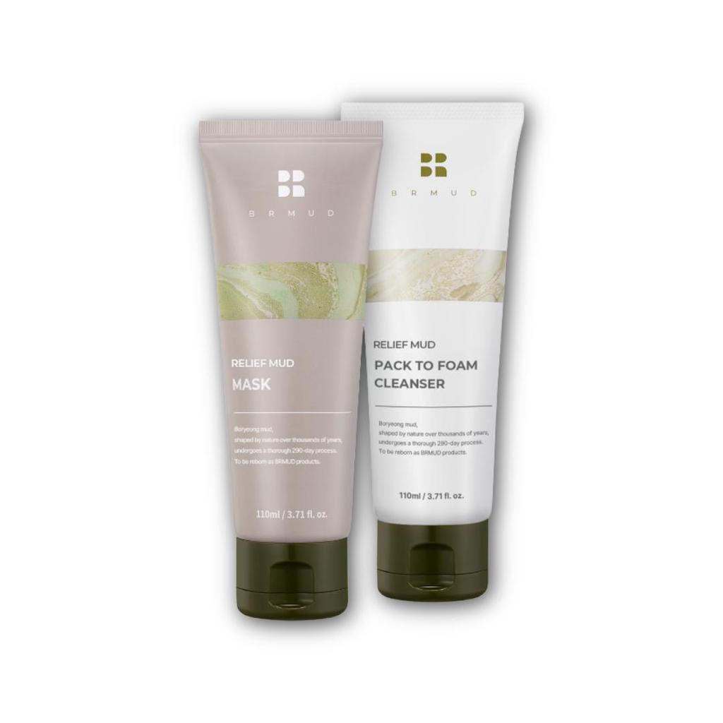 [Cardi B’s Pick] BRMUD Relief Mud Mask (30ml, 110ml, 200ml) / Relief Mud Pack-to-Foam Cleanser  (30ml, 110ml, 310ml) (9 Options)