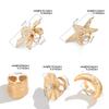 SHIXIN Fashion Gold Color Starfish Flowers Wide Open Rings for Women Exaggerated Geometric Star Moon Adjustable Couple Ring Y2K