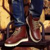 Herren Leder Martin Stiefel: Trendiger High-Top Britischer Stil, Lässig, Echte Arbeitsschuhe für Paare