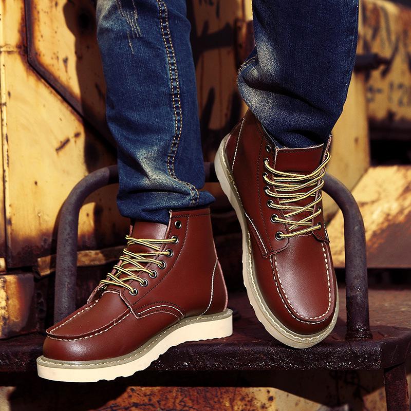 Men's Leather Martin Boots: Trendy High-Top British Style, Casual, Genuine Work Shoes for Couples