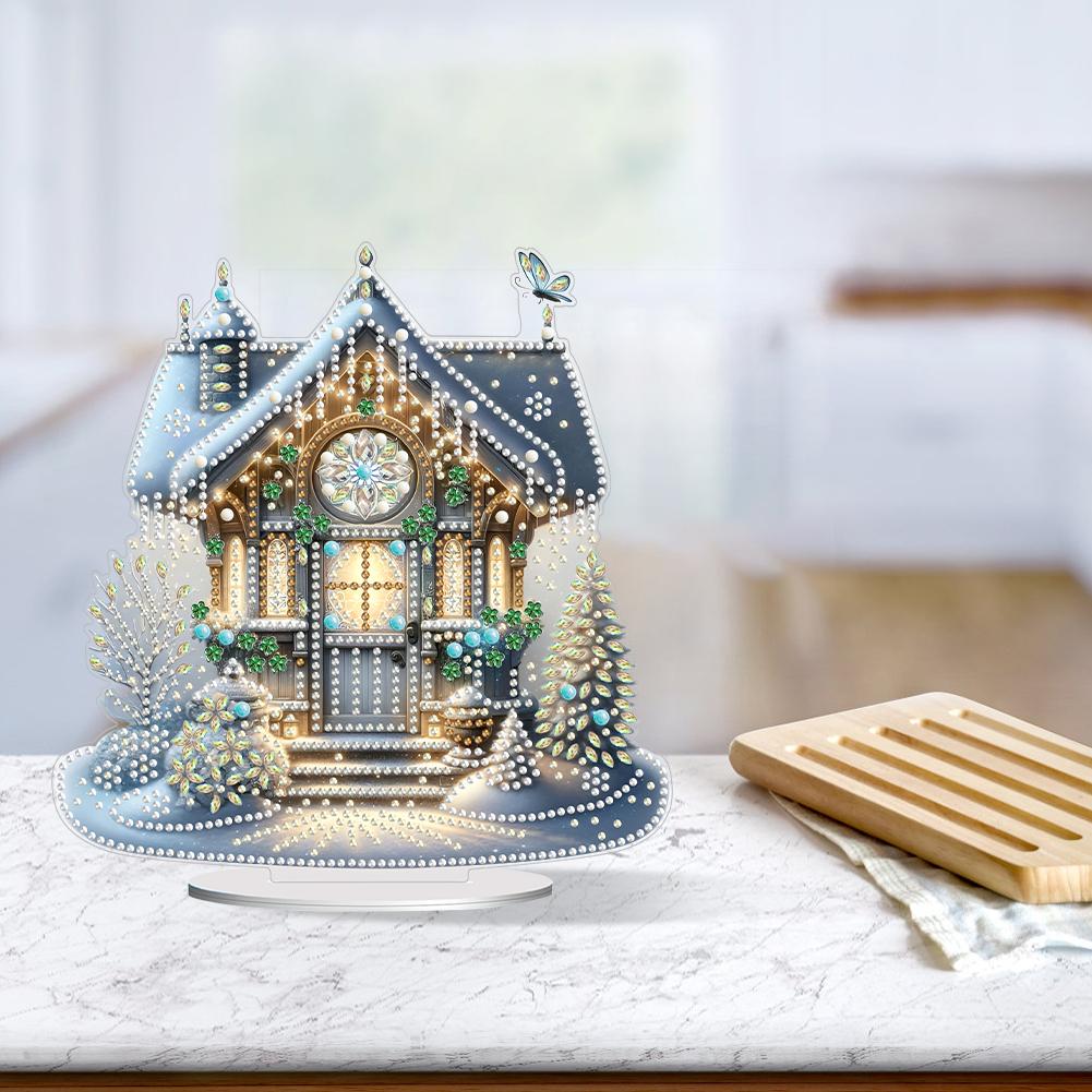 Acrylic Christmas Snowman Table Top Diamond Painting Ornament Kits 5D DIY Diamond Art Tabletop Decorations for Adults Beginner