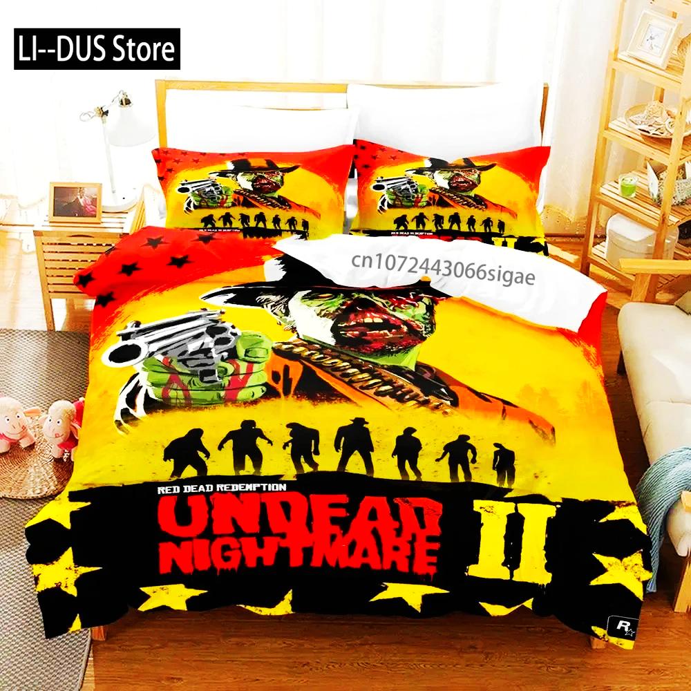 Undead Nightmare Red Dead Redemption Bedding Set Duvet Cover Bed Set Quilt Cover Pillowcase Comforter King Queen Size Boys Adult