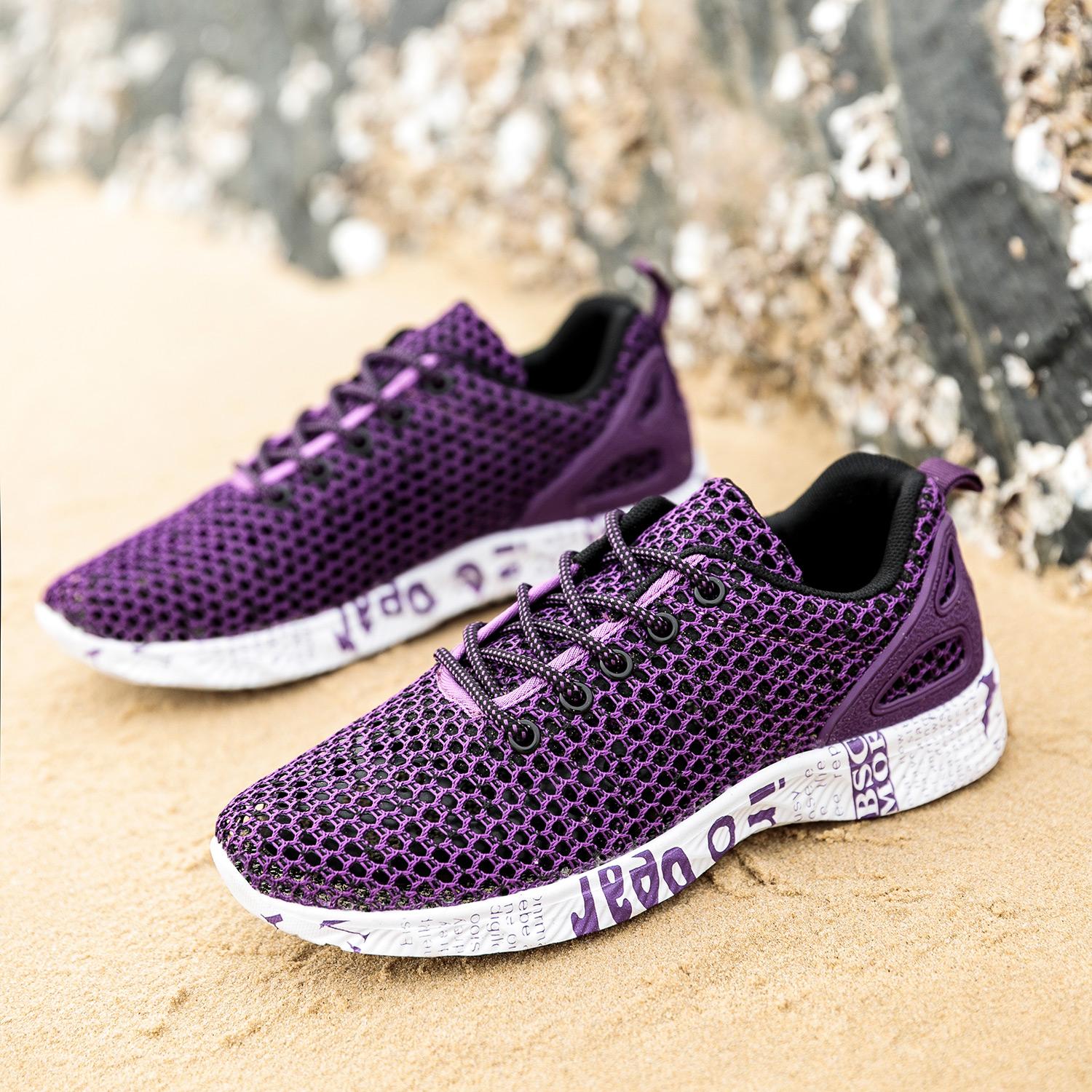 Damen Laufschuhe Leicht und Atmungsaktiv Tennisschuhe Fitnessstudio Fitness und Freizeit Sportschuh 2025 Rutschfestes Mesh Wasserschuhe 38 violett
