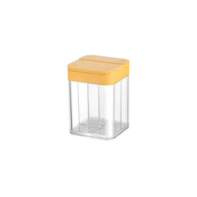 

4-in-1 Plastic Transparent Salt Pepper Shaker Spice Dispenser 4 Compartment BBQ Camping Seasoning Jar With Lids For Cooking жовтий