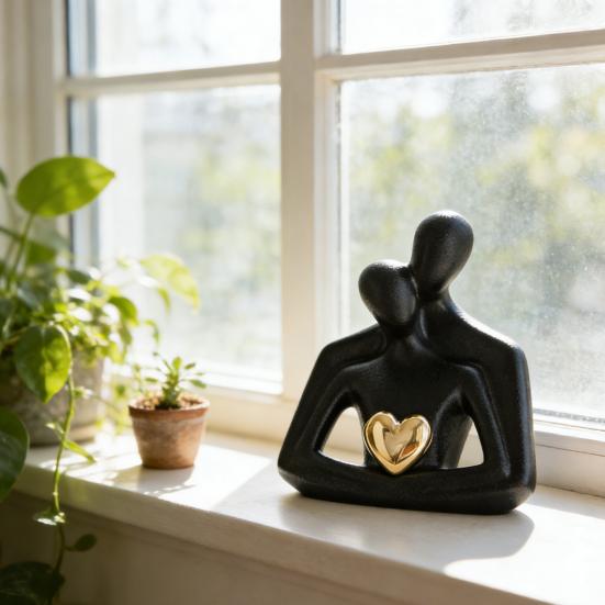 Romantische Paarskulptur Keramik Abstrakte Verliebte Figuren für Schlafzimmer TV-Schrank Heimregal Dekoration Hochzeit Valentinstag Jahrestag