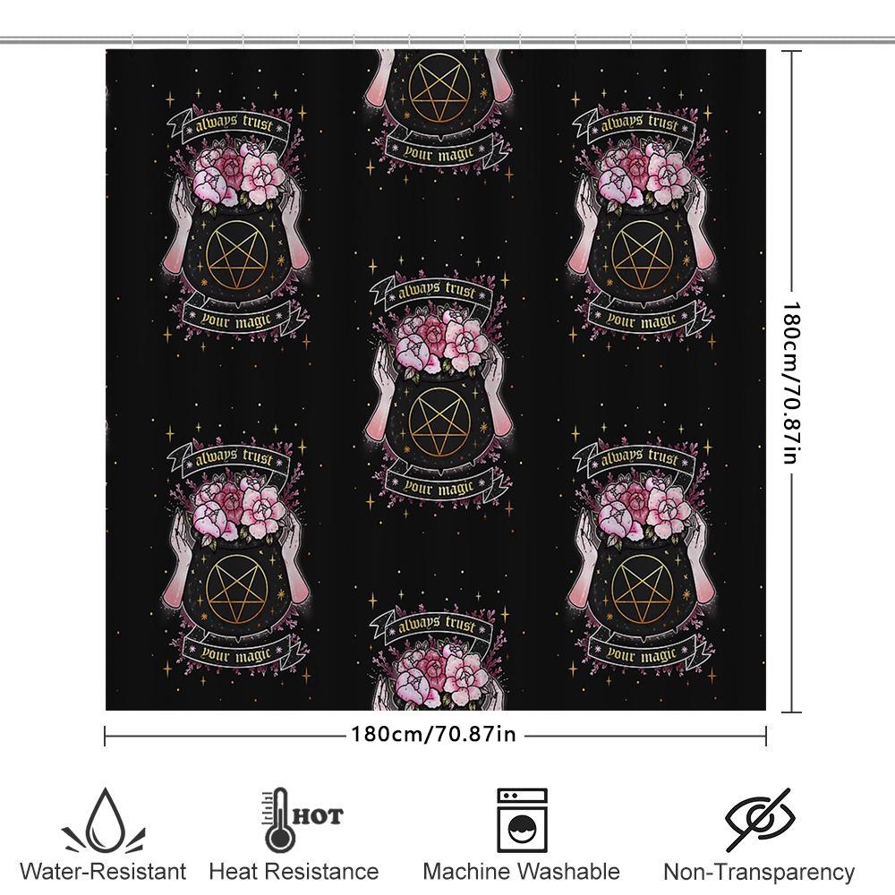 Gothic Floral Shower Curtain Witchy Dark Academia Decor Spooky Halloween Bathroom Set Vintage Aesthetic Home Decor Room Divider