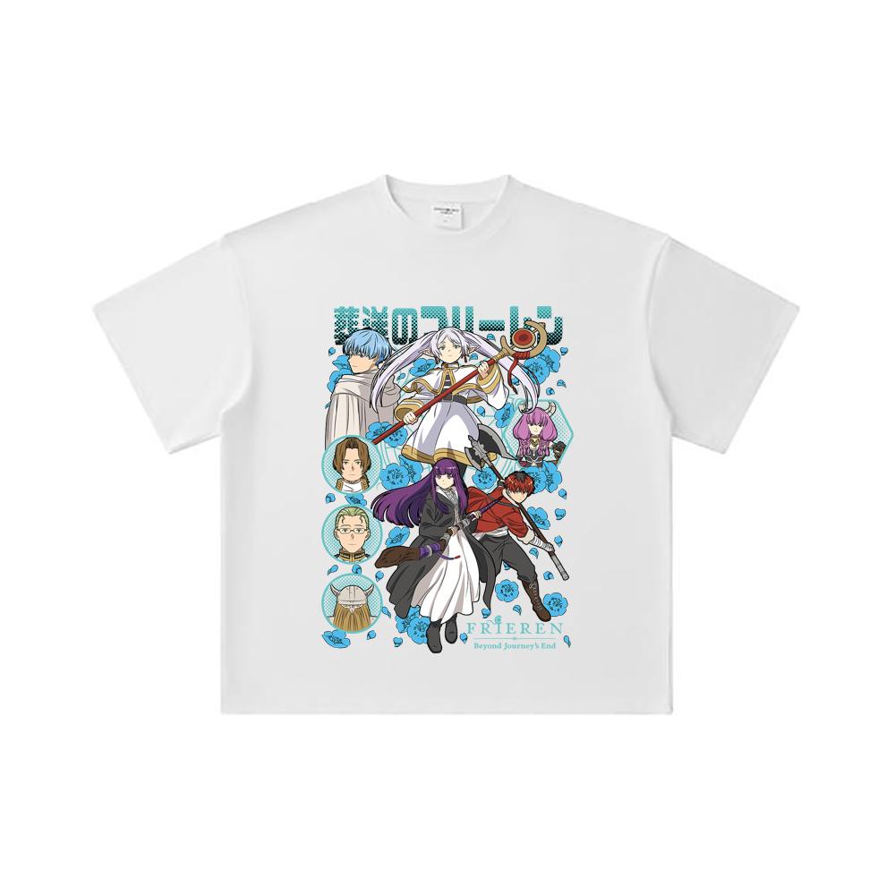 260 GSM Double Yarn 32 Count 100% Cotton Frieren V1 Print Unisex Heavy Cotton T Shirt