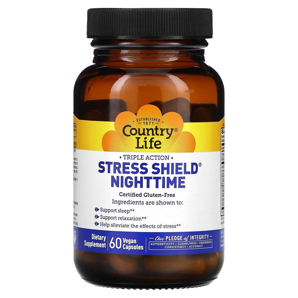 Stress Shield Nighttime, Triple Action, 60 Veggie Capsules