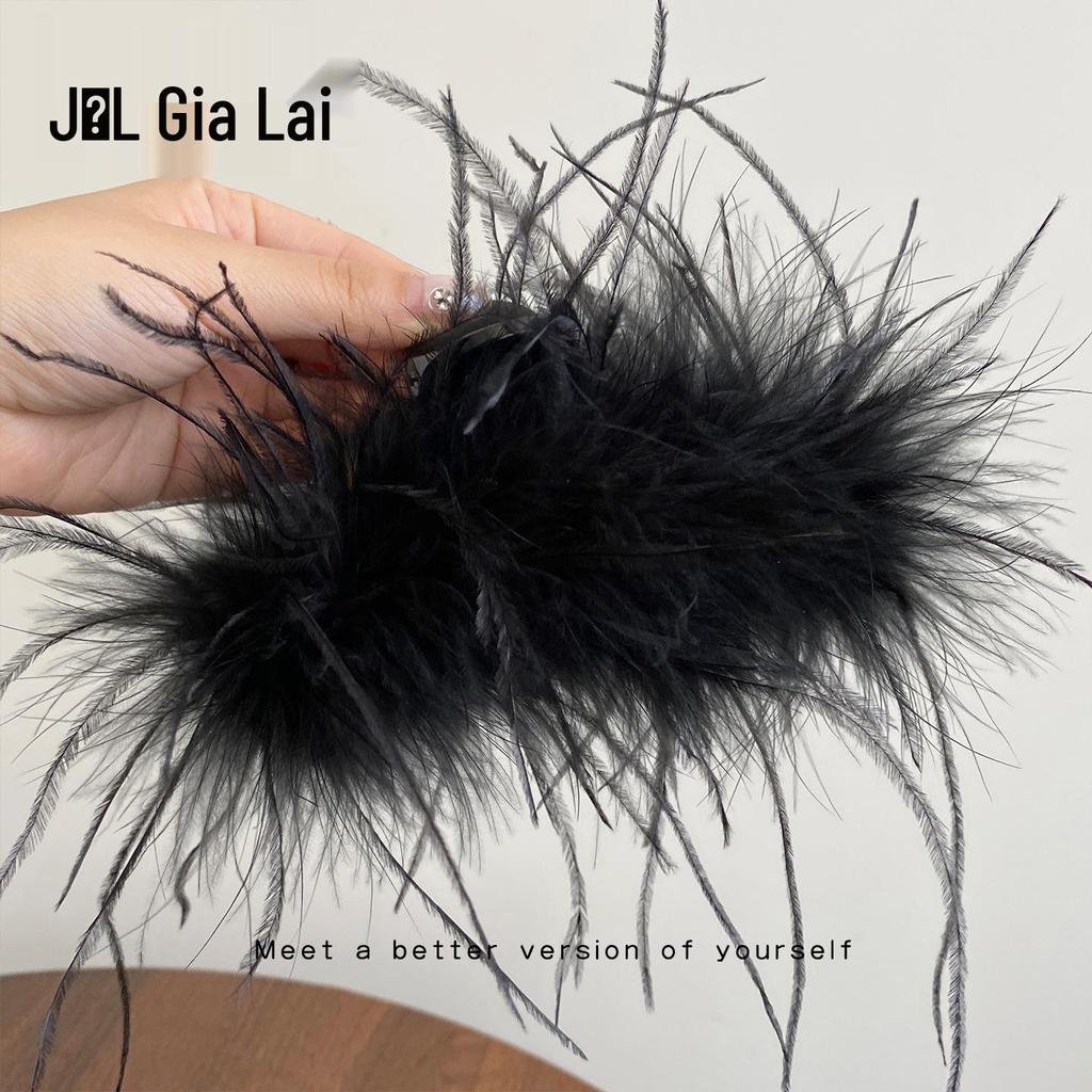 Luxury Coffee Feather Shark Claw Clip - Large Hairpin for Half Updos