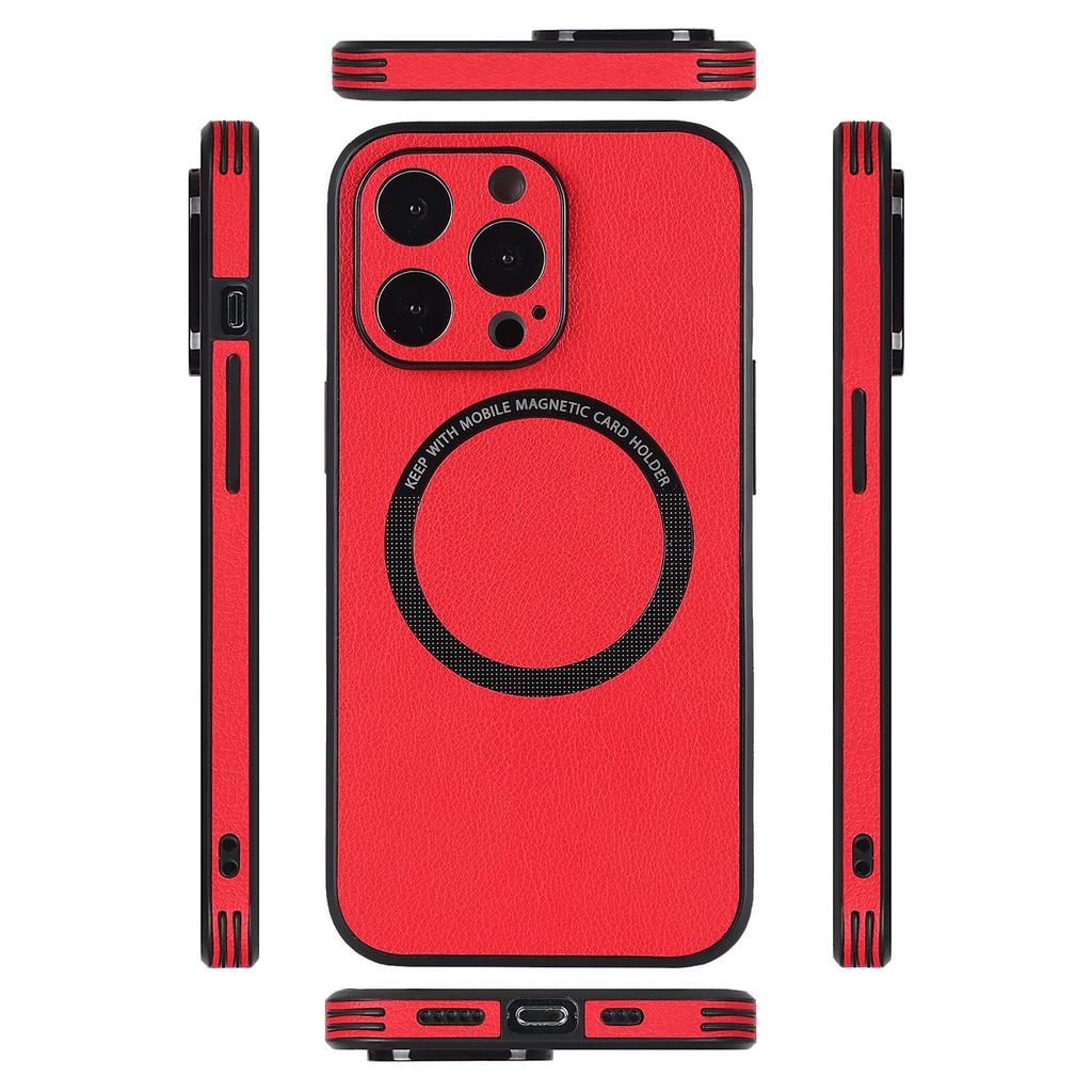 Apple 15 Leather Phone Case: Trendy, Magnetic, Anti-Fall, Wireless Charging.