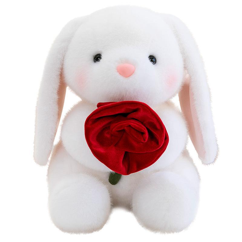 Valentine'S Day, Holding A Rose Bunny Doll, Giving Girls A Confession Gift, Children'S Day Gift, Little White Rabbit Doll