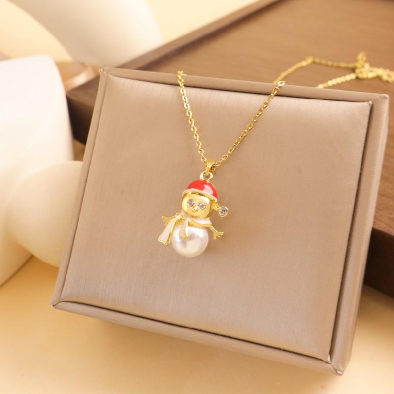 Christmas Necklace Women Titanium Steel Festive Design Trendy Accessory