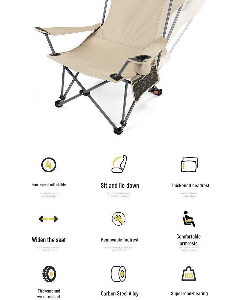 Four-Gear Adjustable Padded Folding Moon Chair for Sitting & Sleeping