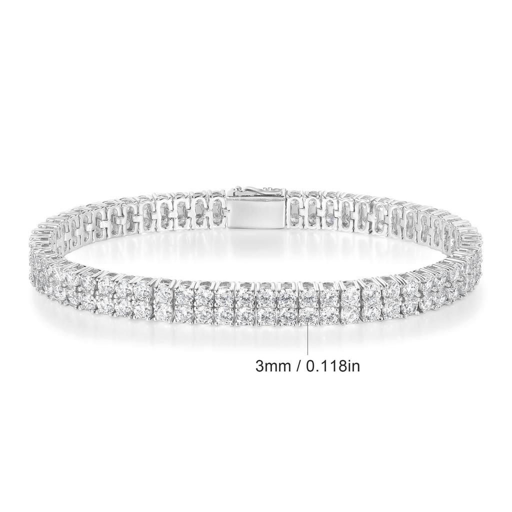 European-American Hip-Hop Double Row 3MM Inlaid Zircon Tennis Bracelet