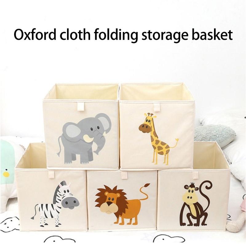 Animal Themed Foldable Toy Storage Box for Kids Cube Organiser Bin with Handles Large Capacity Playroom Organiser
