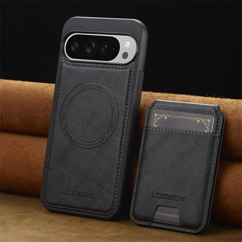 EUCAGR Magsafe Wallet Phone Case For Google Pixel 10 Pro XL 9A 8 7 Pro With strong Magnetic Card Holder Bag (3 Card Slots)