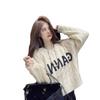 Sweet cool crew neck twist sweater women's autumn and winter  new niche chic letter loose short
