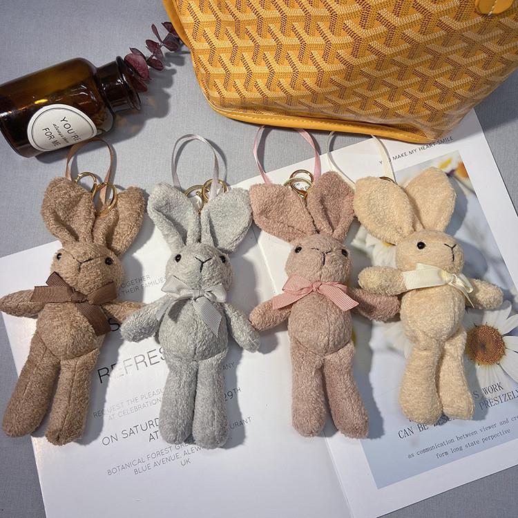 Rabbit Plush Cute Keychain With Butterfly Bow Creative Toy Bag Pendant For Girls