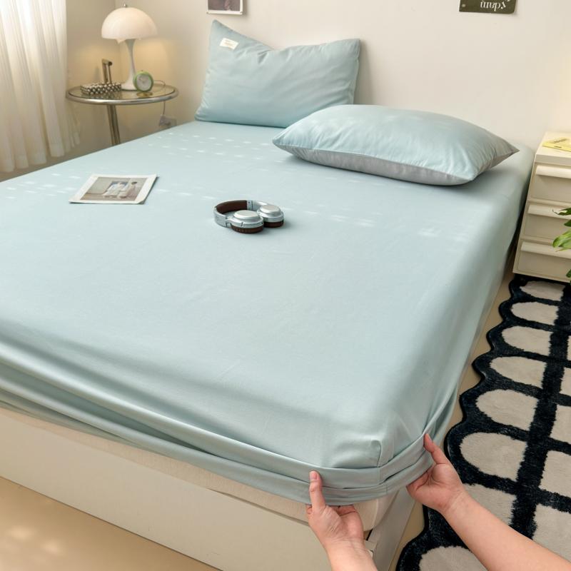 Skin-friendly Bedsheet 100% Cotton Fitted Sheet Adults Kids Bed Linen Bed Cover Solid Color Sheets Couvre Lit (No Pillowcase)