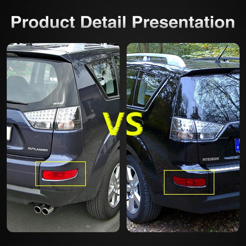 2x For Mitsubishi Outlander CW ZG ZH 2007~2012 Rear Tail Bumper Reflector Light Brake Signal Fog Lamps Red Lens Car Accessories