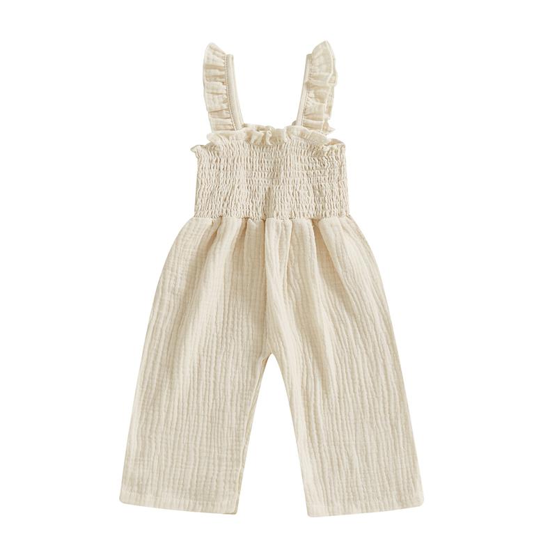 Baby Girl Rompers Ruffle Sleeveless Solid Color Jumpsuit Suspender Pants Summer Kids Girls Overalls Outfits