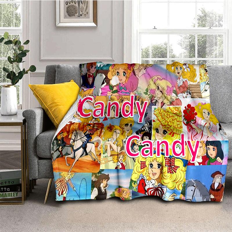 Candy Candy 29 Styl Nowy Retro Kreskówkowa Dziewczyna Anime Miękki Pluszowy Koc, Flanelowy Koc Narzuta do Salonu Sypialni Sofa Prezent dla Dziecka