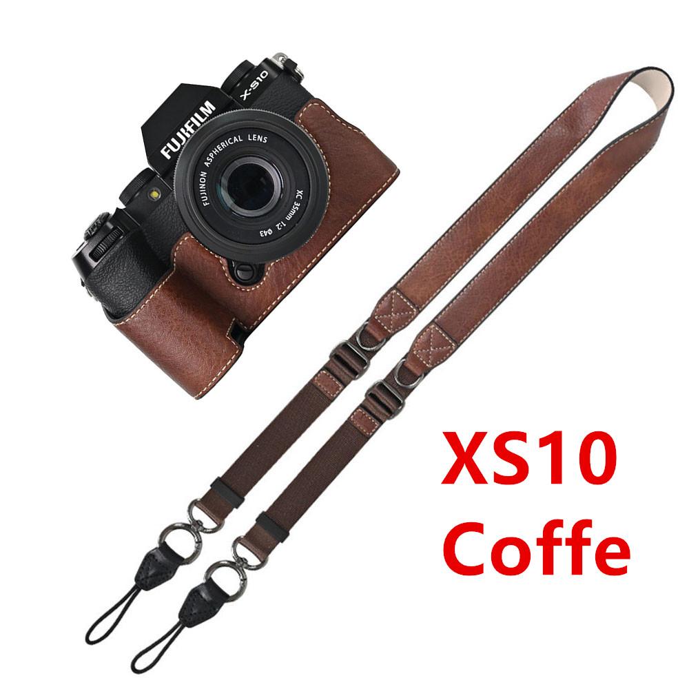 Litchi Skin PU Leather Half Case for Fujifilm Fuji XT50 XS10 XS20 XT30 XT30II XT20 XT10 XT5 XM5 Battery Opening Cover With Strap