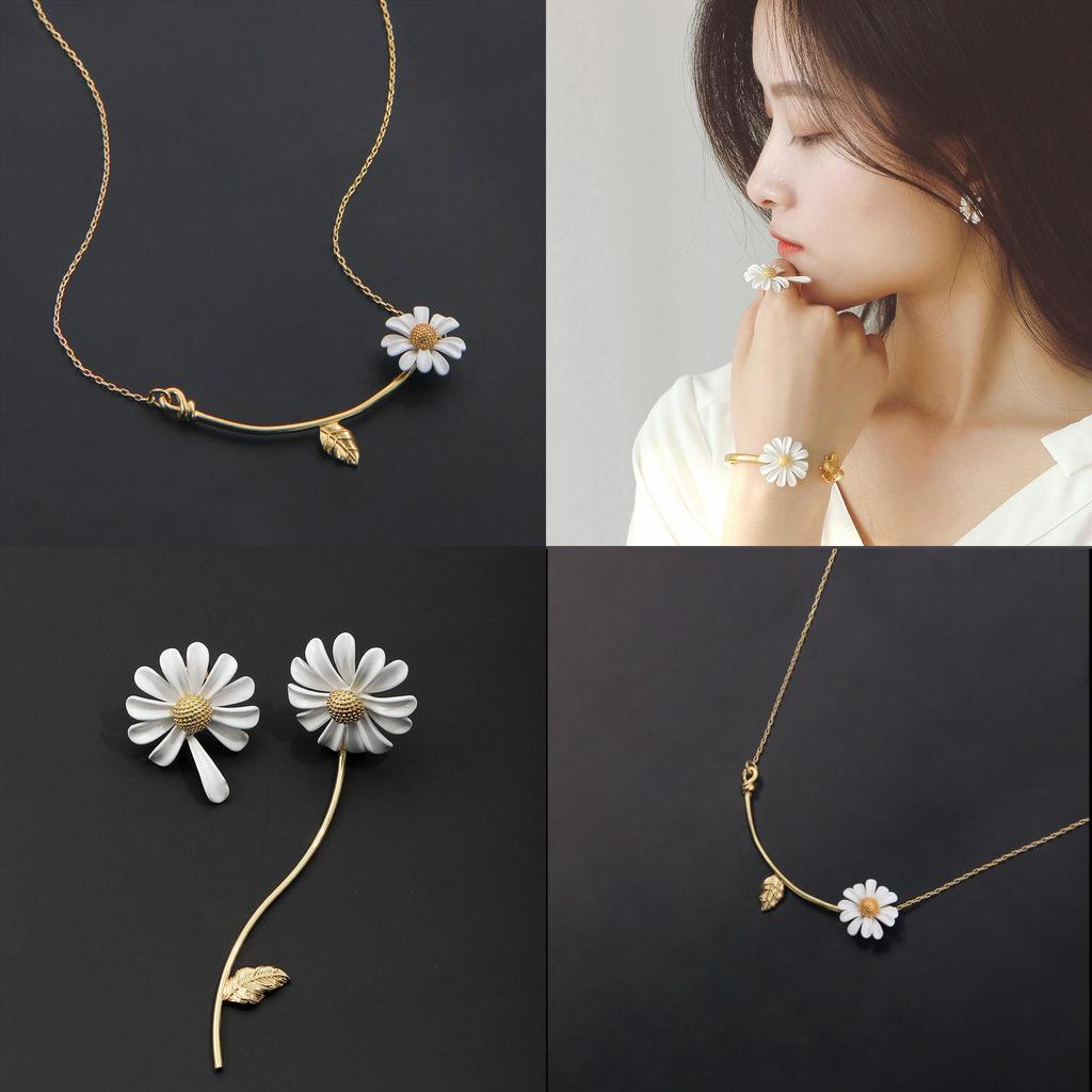 Nature Inspired Daisy Alloy Earrings With Unique Asymmetric Design For Women