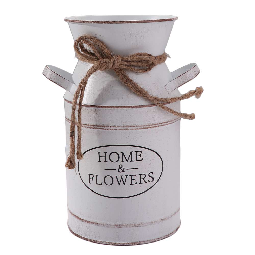 Rustic Style Flower Jug Two Side Handle Flower Bucket Elegant Farmhouse Vintage Vase Living Room